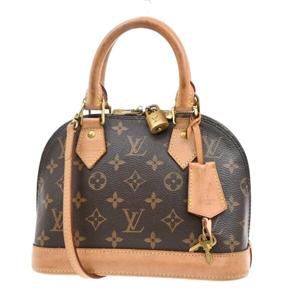 LOUIS VUITTON Alma BB 2Way Hand Bag Monogram Leather Brown Gold M53152 57EF638 - Picture 1 of 15